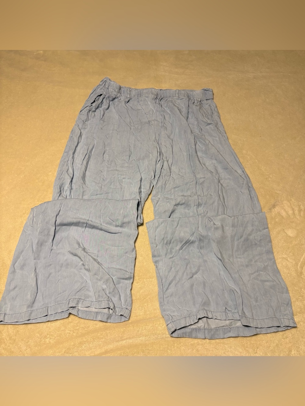 Johnny Was Pale Blue Wide-Leg Linen Blend Pants